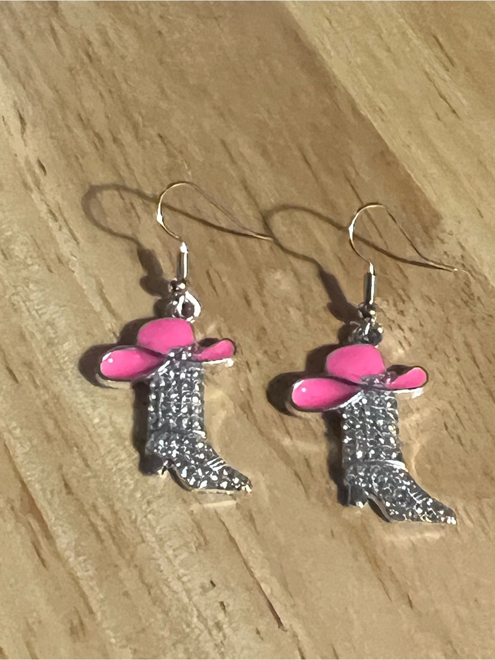 Earrings Chic Pink Sparkling Western Boot/Hat Dangle Earrings E72